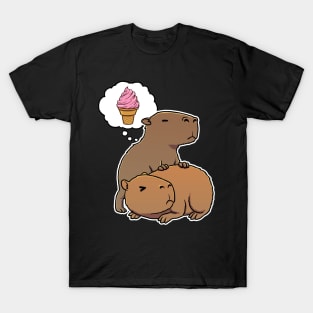 Capybara hungry for Strawberry Ice Cream Cone T-Shirt